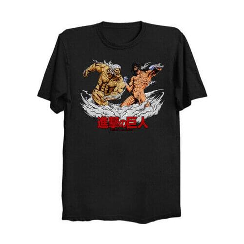 Armored Titan VS Attack Titan The Battle AOT Japanese Anime Manga Black T-Shirt