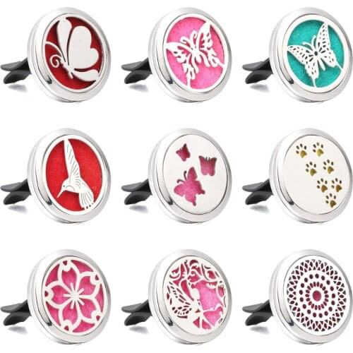 Aromatherapy Locket Vent Clip Stainless Steel Car Air Freshener Butterfly Pendant Magnetic Randomly Send 1pcs Felt Pads as Gift