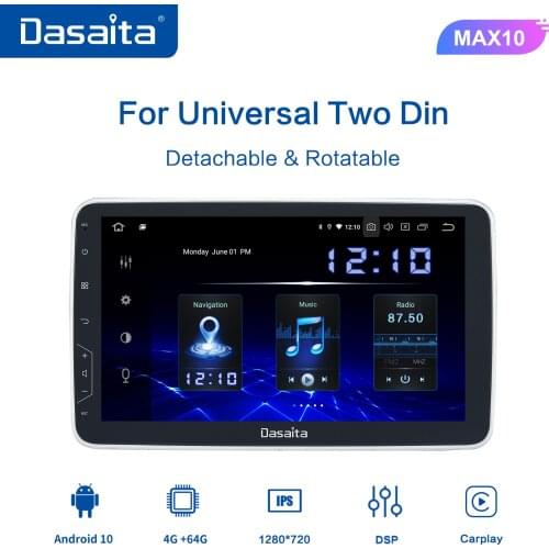 Dasaita Car Multimedia Radio For Universal 2 din Deachtable Rotatable Screen 2000-2020 DSP