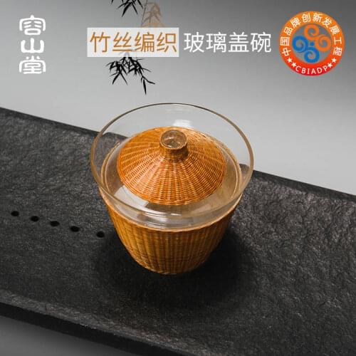 Glass covered bowl thickened heat resistant Sancai tea bowl large size transparent manual tea maker Kung Fu Tea Set