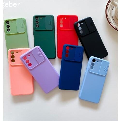Slide Camera Lens Protecte Soft Silicone Case For Samsung A72 A52 A32 A12 S21 FE S20 Plus Note 20 Ultra A21S A71 A51 A50 M51 M31