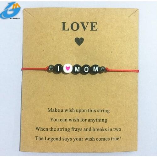 DGW Alphabet bracelets I love mom Diy Bracelet for women men Round Flat bead Diy Jewelry Making Handmade