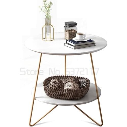 Nordic coffee table simple modern living room metal leg round table creative sofa side table balcony coffee table