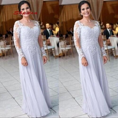 Long Sleeve Lace Mother of the Bride Dresses for Weddings Plus Size Party Dinner Evening Godmother Groom Dresses