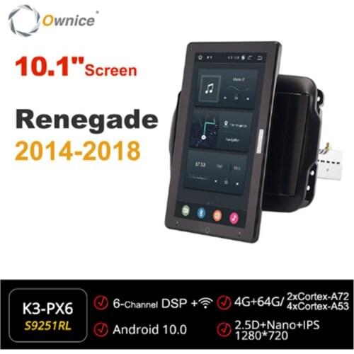 10.1 Inch 1280*720 Ownice Android 10.0 forJeep Renegade 2014 2016 2017 2018 Car Radio Auto Multimedia head Unit Auto Rotatable