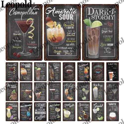 Metal Plaque Old-Fashioned Drink Wine Bottle Bar Metal Poster Wall Sticker Tin Label Dessert Shop Bar Home Decoration