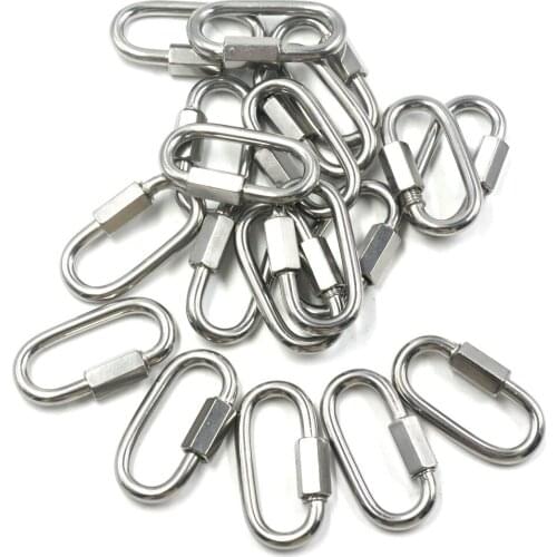 Multifunctional 304 Stainless Steel Carabiner Oval Screwlock Quick Link Lock Ring Hook M5 Pack of 30