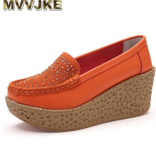 MVVJKENew High Heel Lady Genuine Leather Casual Women Sneakers Leisure Platform Breathable Shoes Height Platform ShoesE133