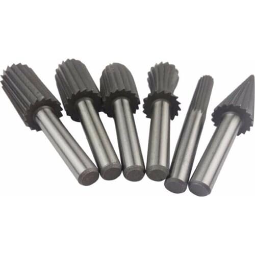 6pcs 6mm Engraving Bit Milling Cutter Burr Rotary Burr Set HSS Rotary Files for Metal Plastic Wood Electric Grinding Cutter File