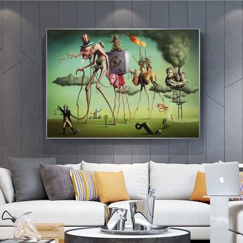 Salvador Dali "The American Dream" Wall Art Canvas Painting Famous Artwork Wall Posters and Prints Wall Pictures For Living Room