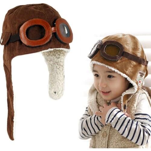 New Fashion Hats Child Pilot Aviator Hat Earmuffs Beanies Kids Autumn Winter Warm Earflap Ear Protection Caps Child Accessories