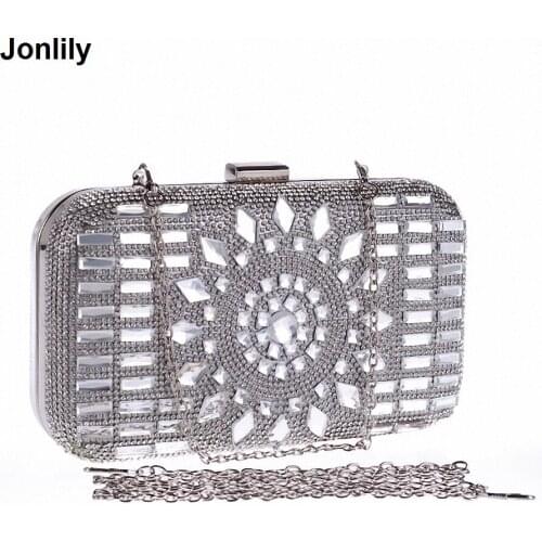 New Women Diamond Evening Bags Day Clutch Bridal Wedding Party Purse Chain Handbags With Acrylic Messenger Bags LI-1126