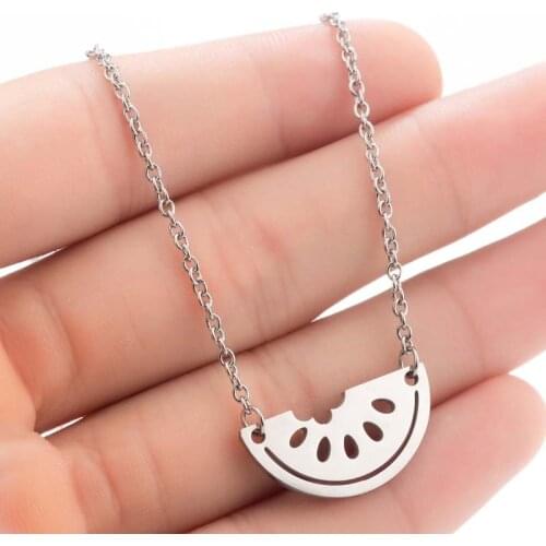 Fashion Cute Gold Watermelon Fruit Necklace Handmade Charm Summer Choker Stainless Steel Jewelry Gift For Girl Children Daughter