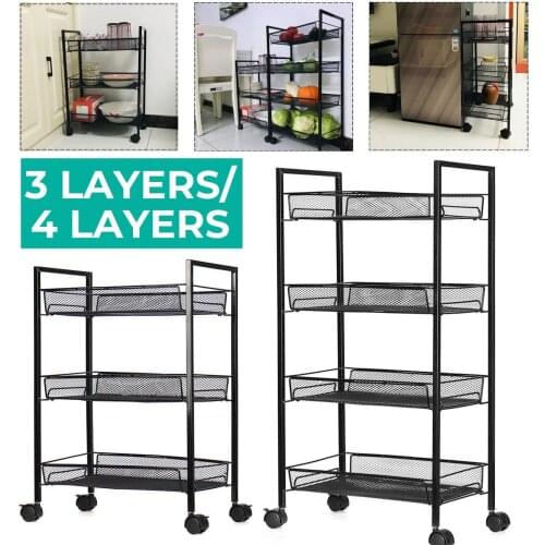 3/4 Layer Shelf Bathroom Removable Floor-standing Holder Storage Rack Organizer Kitchen Storage Rack With Wheel