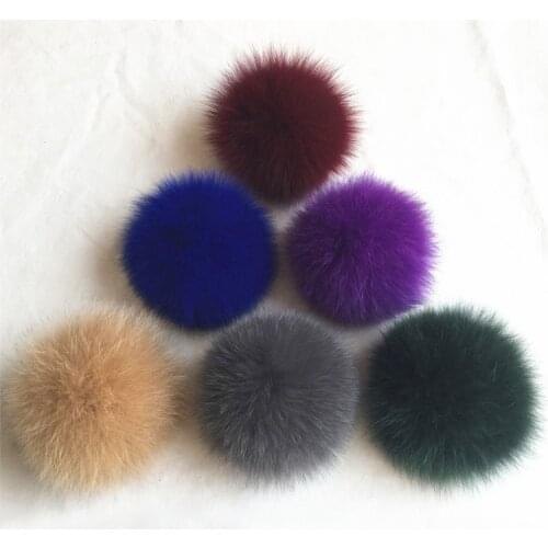 Nature Big Real Fox Fur Pom poms For Knitted Beanies Skullies Caps Fluffy Genuine Fur Hairy Ball For Keychain Clothes Hats