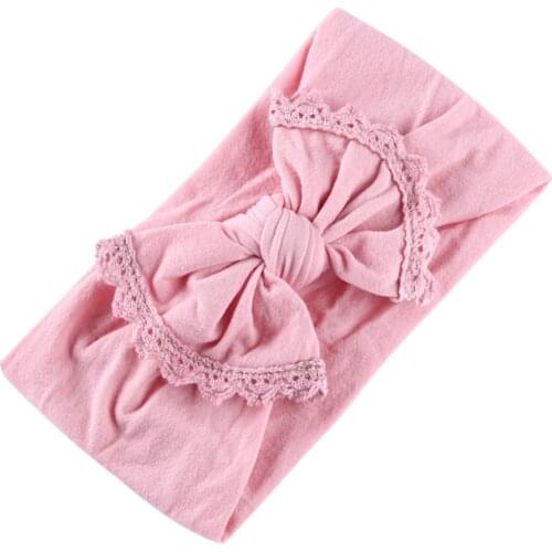 Cute Baby Bows Nylon Headbands Lace Trimming Headband For Children Kids Turban Hair bands Toddler Baby Girl Hair Accessories