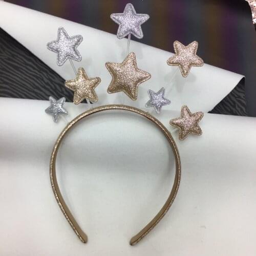 2020 New Years Party Supplies Eye-catching Silver Gold Star Headband Hairhoop Headdress Party Kids Decoration
