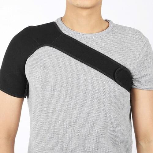 Adjustable Breathable Gym Sports Care Single Shoulder Support Back Brace Guard Strap Wrap Belt Band Pads Black Bandage Men/Women
