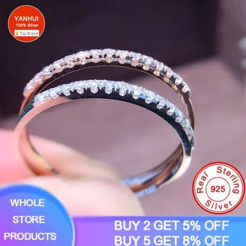 With Certificate Stack Skinny Micro Pave CZ Fashion Women Engagement Wedding Bridal Party 925 Silver Stacking Rings Jewelry Gift