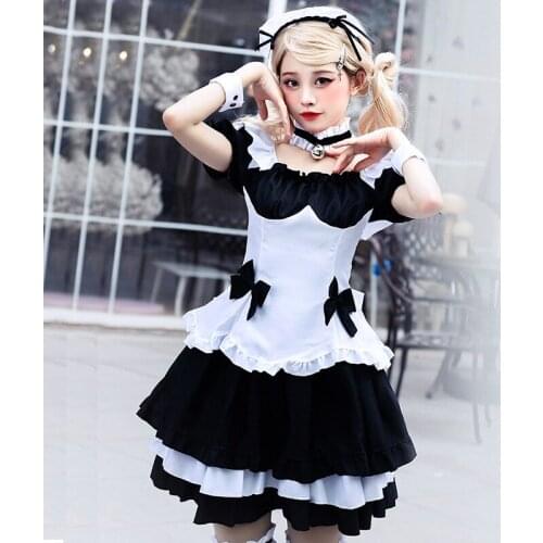 Sexy French Maid Costume Sweet Gothic Lolita Dress Anime Cosplay Sissy Maid Uniform Plus Size Halloween Costumes for Wome S-XXL