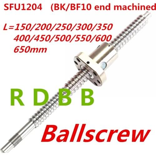 SFU1204 150 200 250 300 350 400 450 500 550 600 650 mm C7 ball screw with 1204 flange single ball nut BK/BF10 end machined