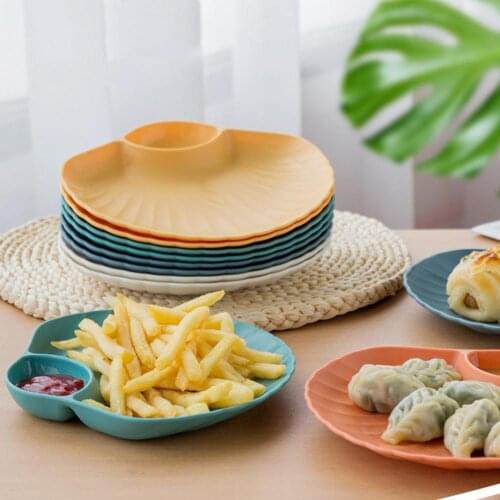 8Pcs/Set Stackable 2 Section Snack Plate Multipurpose Snack Tray with Base Shell Snack Tray Dessert Dish Household Supplies