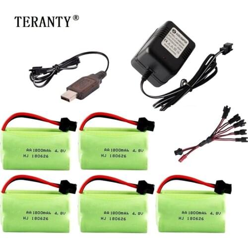 SM Plug) Ni-MH 4.8v 1800mah Battery + USB Charger For Rc toys Cars Tanks Robots Boats Guns 4* AA 4.8v Rechargeable Battery Pack