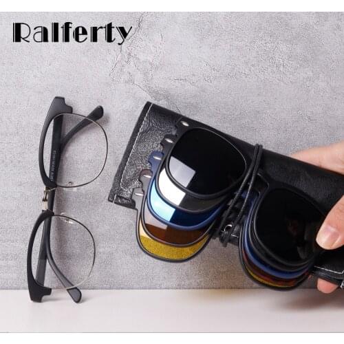 Ralferty Magnet Sunglasses Men Women 2020 Luxury Brand Male Polarized UV400 High Quality 5 in 1 Clip On Grade Glasses Frame