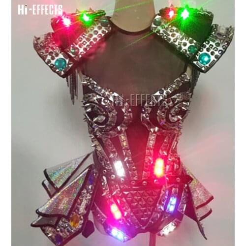 LED luminous dress fashion glowing Women clothes led light up stage dress DJ electronic music party bar performance wear