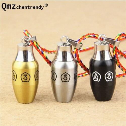 Tibet Buddhism Surangama Mantra Openable Pendants Necklace Sanskrit Amulet Necklace Prayer Bottle Men Storage Case Urn Jewelry