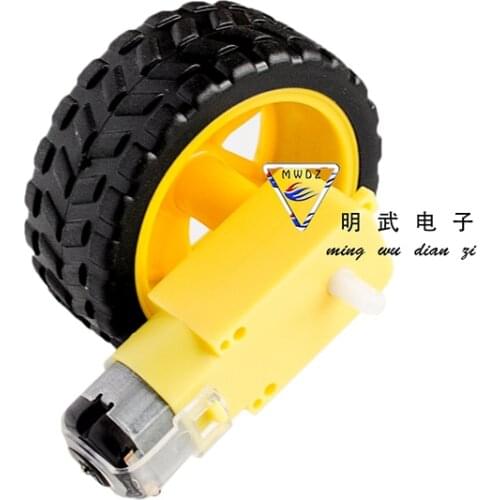 1set Smart Car Robot Plastic DC 3V-6V Drive Gear Motor +tyre+for Tire Wheel