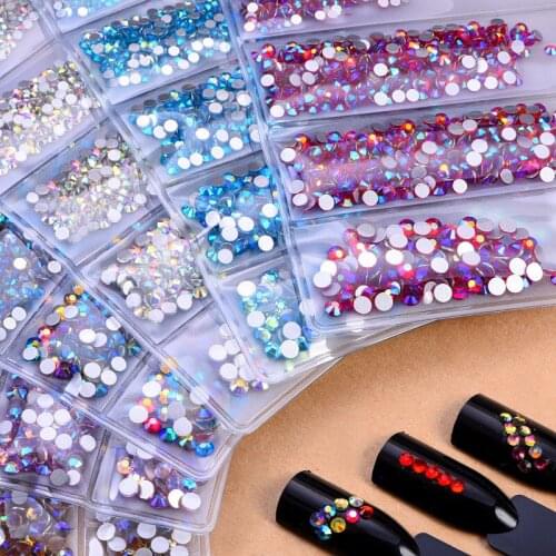 Upriver 1600pcs/bag AB Color Nail Rhinestone Mixed SS4-SS12 Glass stones Flat Bottom Non Hotfix Rhinestones For DIY Nail Art
