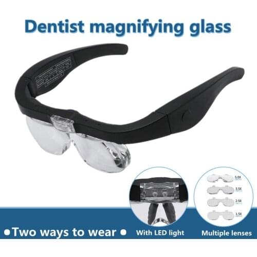 USB charging magnifying glass 1.5/2.5/3.5/5.0X with LED lamp head-mounted magnifying glass reading jewelry appreciation