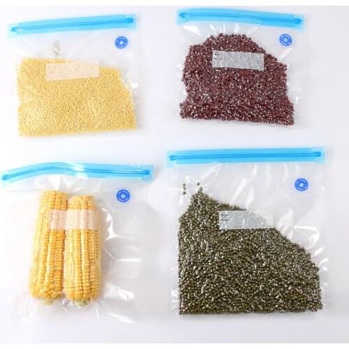 Food Air Vacuum Compressed Bag Organizer Kitchen Vacuum Bag Reusable freezer bags with Transparent Sealed Kitchen storage Bags