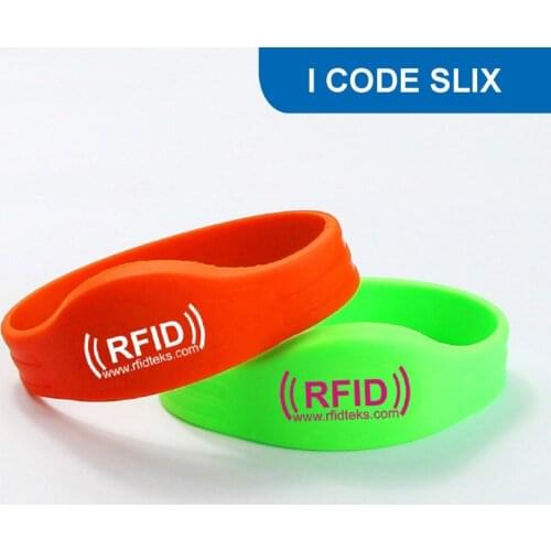 WB10 Custom Waterproof Silicone Smart Wristband rfid wristband 13.56MHZ 1024BIT R/W ISO15693 with I CODE SLIX Chip