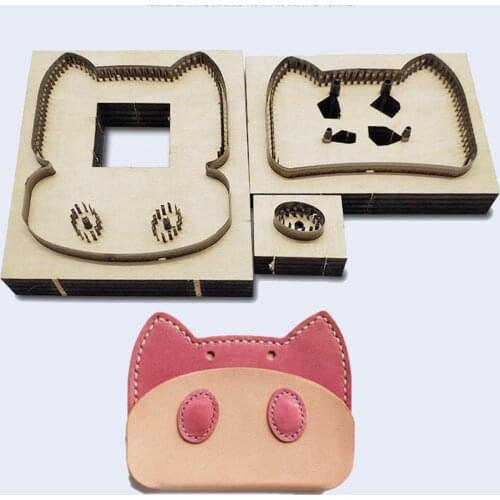Japan Steel Blade Rule Die Cut Steel Punch Cartoon Pig Wallet Cutting Mold Wood Dies for Leather Cutter for Leather Crafts