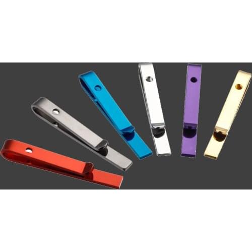 DY New brass material simple style Gold silvery blue and purple red black tie clip Mens business suit tie clip 4.3*0.5CM