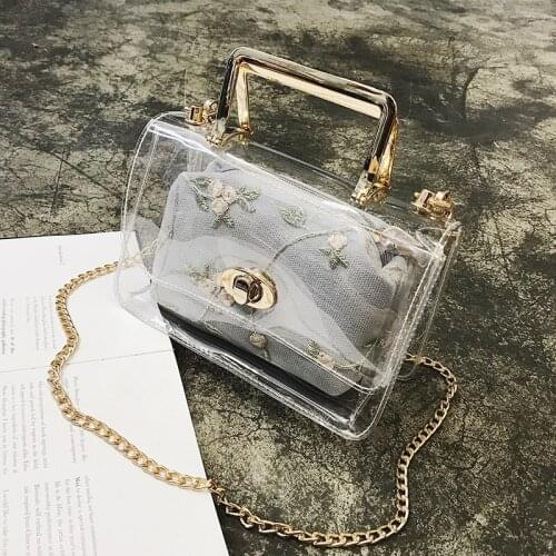 Handmade Floral Embroidery Woman Shoulder Bag With Chain Lady Crossbody Bag Korean Style Bag Fashion Female Messenger Bag B1-68