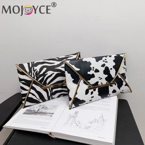 Popular Women PU Leather Daily Clutches Ladies Leopard Zebra Cow Animal Printing Handbags Large Capacity Envelope Bag