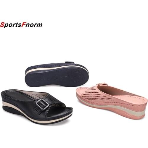 2021 New High Heels Sandal Thick Bottom Casual Shoes Ladies Leisure Summer Wedges Sandals Woman Shoes Big Size 36-42 Slipper