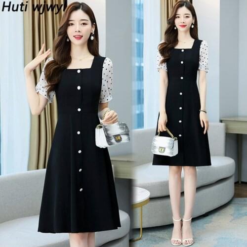 2021 Summer New Casual Plus Szie Office Lady Dress Elegant Women Bodycon Party Vestidos Vintage Solid Runway Black Midi Sundress