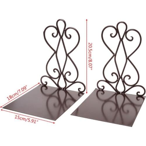 1 Pair Portable Metal Bookends Book Stand Holder Desktop Rack Shelf For Home Office Supplies