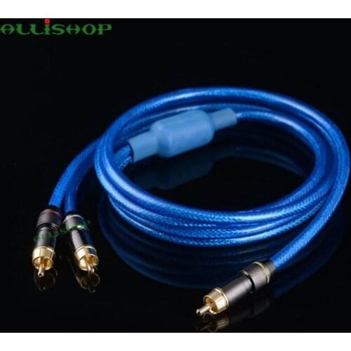 1Pcs RCA Enthusiast Audio Cable 1 RCA Male to 2 RCA Male Plug RCA Lotus One Point 2 Audio Cable Speaker Wire 1/3/5/10/15/20/30M