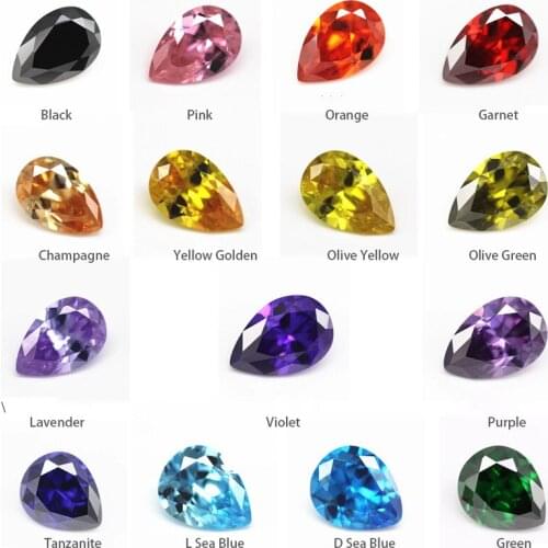 Cubic Zirconia Gems 100pcs 2x3mm~13x18mm Pear Cut Loose Gemstones Beads for Diy Earrings Fashion Jewelry Accessories Making