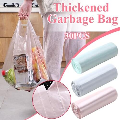 30pcs Household Garbage bag Portable Disposable Trash Pouch Large Thickened Plastic Storage Bags Kitchen Home Supplies