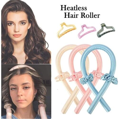 4Pcs/Set Heatless Hair Curler Curl Ribbon Headband Women Curls Tools Ladies Girls Hair Accessories Scrunchies