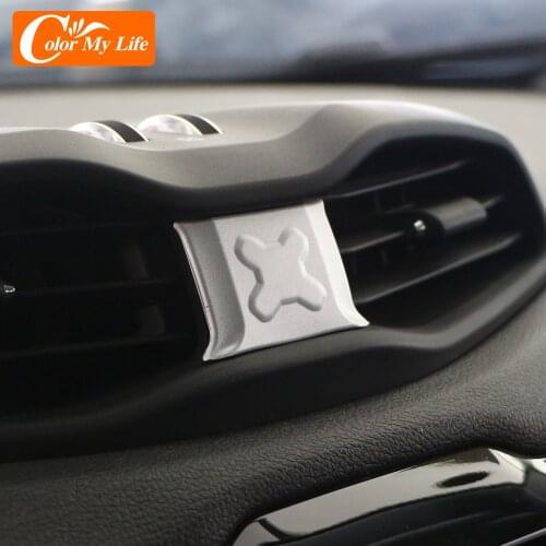 Aluminum Car Center Air Vent Panel Cover Sticker for Jeep Renegade 2015 2016 2017 2018 2019 2020 2021 Conditioning Decorate Trim