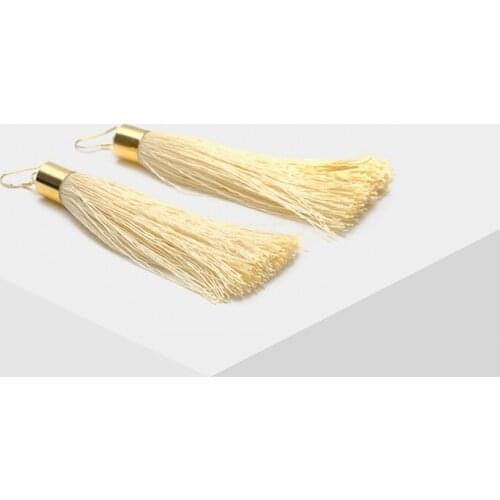 Amorita boutique New fashion Beige tassel pendant earrings