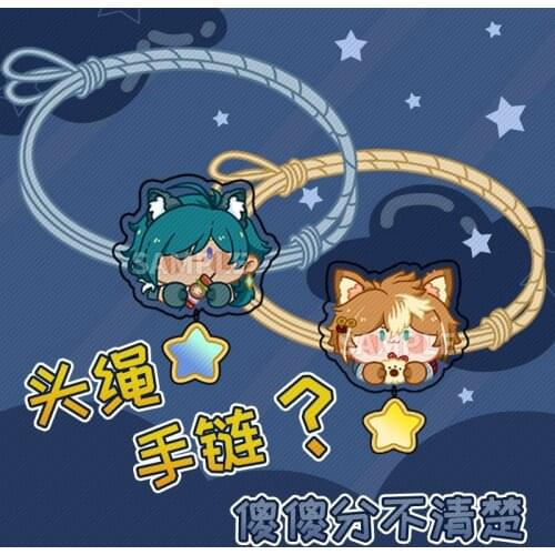 Anime Genshin Impact Diluc Xiao Tartaglia Kaeya Alberch Zhongli Xiao Acrylic Cute Head Rope Headwear Accessories Hair Ring Toy