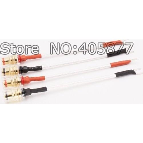 Free shipping 4pcs 150mm OFC silver plated jump cable audio speaker cable connector cable with Y spade to binding post